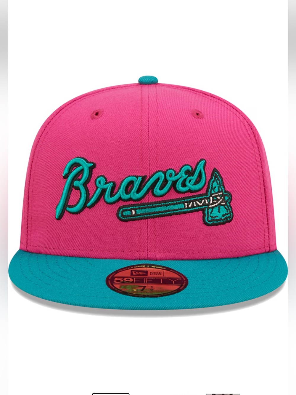 Atlanta Braves New Era Pink/Green Passion Forest 59FIFTY Fitted Hat 7-1/4